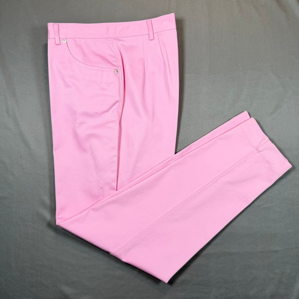 Real Clothes Saks Fifth Avenue‎ Womens 14 Pink Stretch Twill Straight Leg Pants